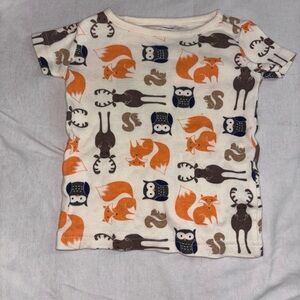 Unbranded Kids Short Sleeve Animal Print Tee - Cream, Orange, Brown
